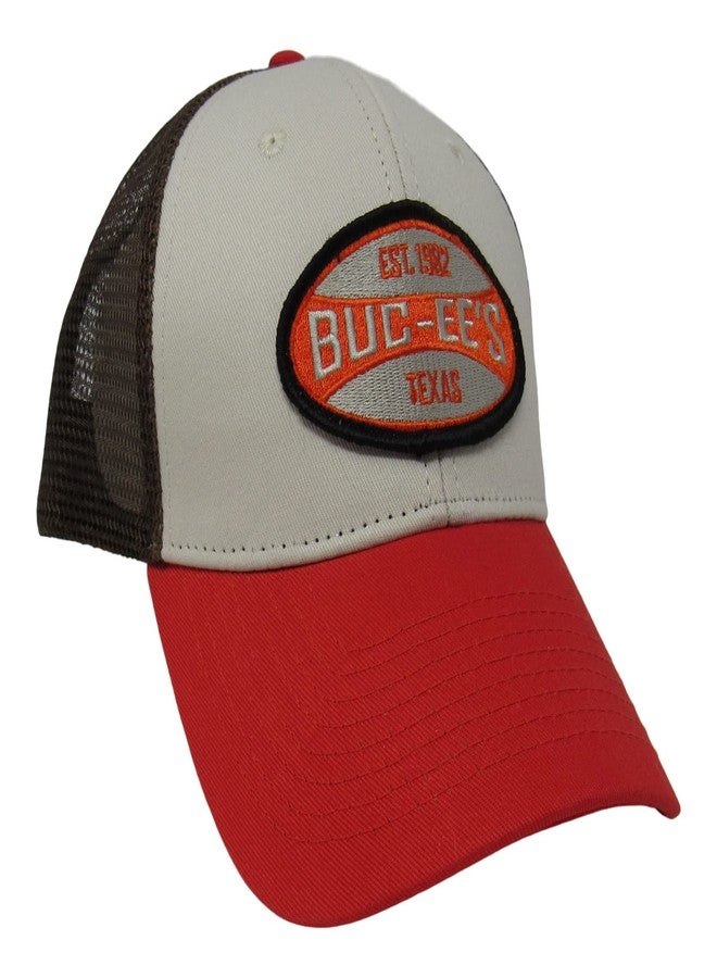 Buc-ee's Brown, Tan and Orange Adjustable Baseball Cap with The Word Embroidered on Front, Mesh Back, One Size Fits All - Image 1
